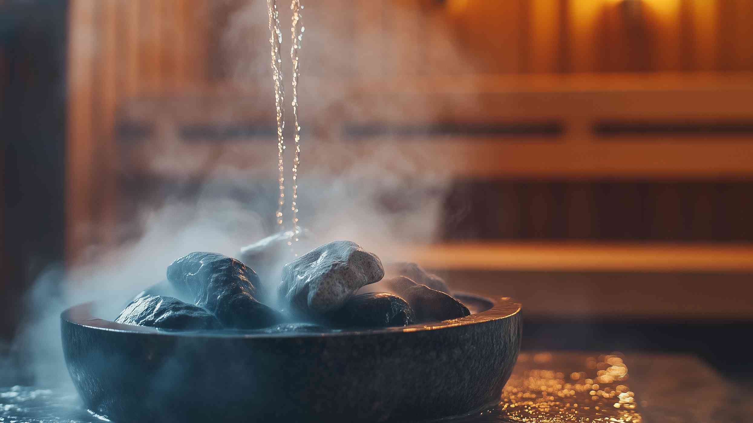 Sauna Aufguss auf Steinen